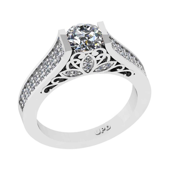1.55 Ctw VS/SI1 Diamond 14K White Gold Filigree Engagement Ring