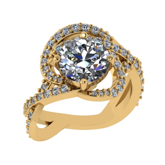 3.93 Ctw SI2/SI1 Diamond 14k Yellow Gold Engagement Ring (ALL DIAMOND ARE L