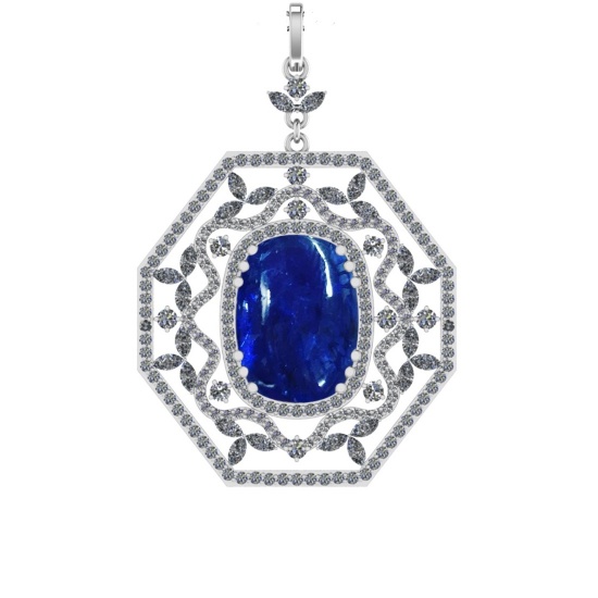 35.11 Ctw SI1/SI2 Tanzanite and Diamond 14k white Gold Pandant (ALL DIAMOND