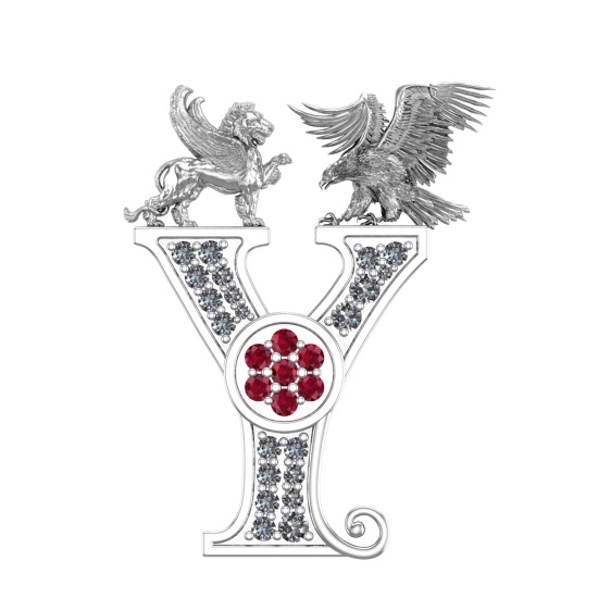 0.55 Ctw SI1/SI2 Ruby and Diamond 14k white Gold Creature themed Brooch (AL
