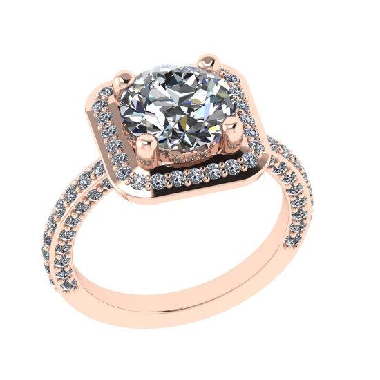 3.10 Ctw SI1/SI2 Diamond 14k Rose Gold Engagement Ring (ALL DIAMOND ARE LAB