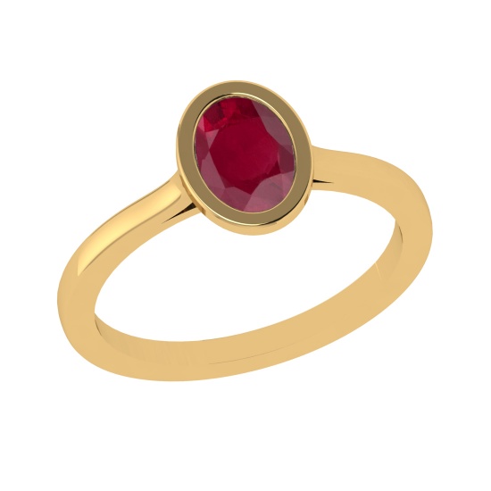 2.59 Ctw VS/SI1 Ruby Set 14k Yellow Gold Solitaire Ring (ALL DIAMOND ARE LA