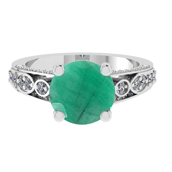 3.32 Ctw VS/SI1 Emerald and Diamond 14k white Gold Engagement Ring (ALL DIA