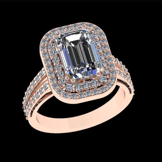 2.91 Ctw VS/SI1 Diamond Style 14 K Rose Gold Engagement Ring (ALL DIAMOND A