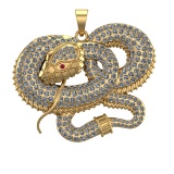 5.35 Ctw VS/SI1 Diamond 14k Yellow Gold Snake theme Pendant (ALL DIAMOND AR