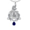 4.41 Ctw VS/SI1 Blue Sapphire and Diamond Prong Set 14K White Gold Pendant