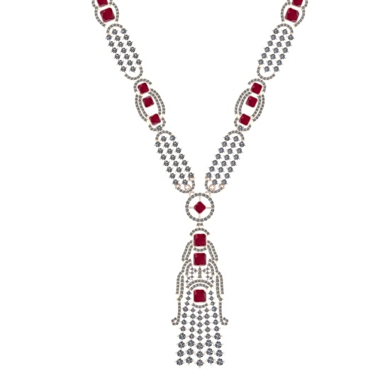 10.25 Ctw VS/SI1 Ruby and Diamond 14k Rose Gold Necklace ALL DIAMOND ARE LA