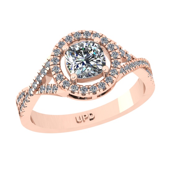 1.40 Ctw VS/SI1 Diamond 14k Rose Gold Engagement halo Ring (ALL DIAMOND ARE