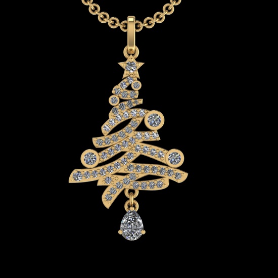 1.94 Ctw VS/SI1 Diamond 10k Yellow Gold Christmas Theme Pandant (ALL DIAMON