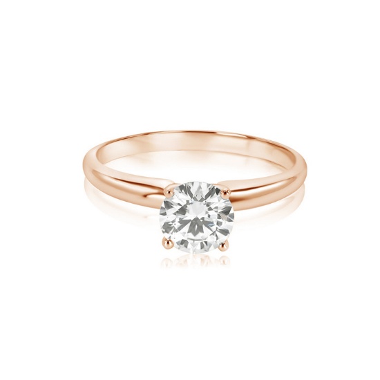 0.87 ctw 14k Rose Gold Solitaire Solitaire Ring (LAB GROWN DIAMOND)