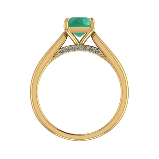 0.82 Ctw VS/SI1 Emerald and Diamond 14k Yellow Gold Engagement Ring (ALL DI