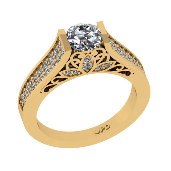 1.55 Ctw VS/SI1 Diamond 14K Yellow Gold Filigree Engagement Ring