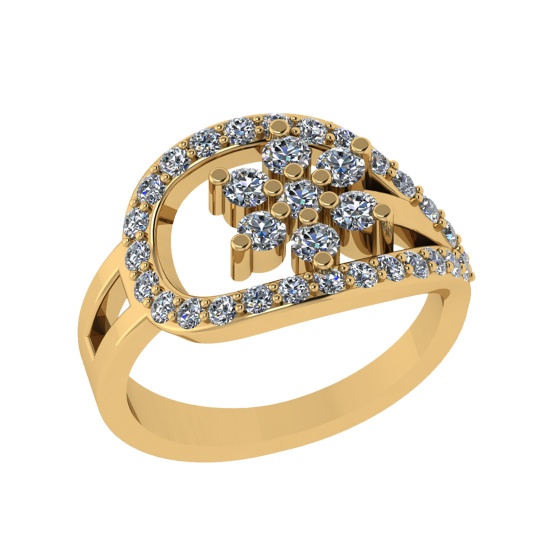 1.05 Ctw VS/SI1 Diamond 14K Yellow Gold Cluster Engagement Ring (ALL DIAMON