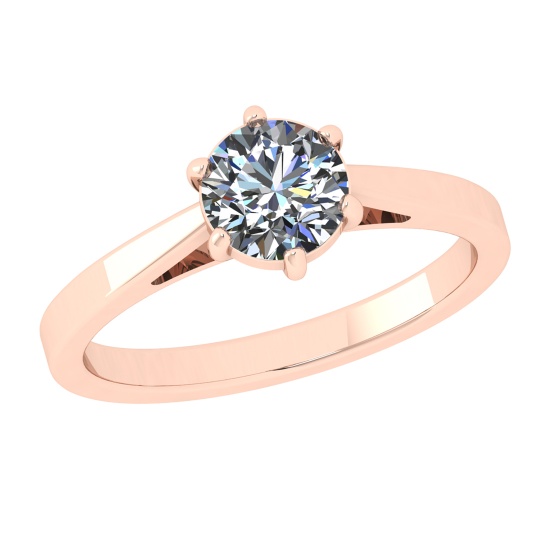 0.84 Ctw VS/SI1 Diamond 14k Rose Gold Solitaire Ring (ALL DIAMOND ARE LAB G