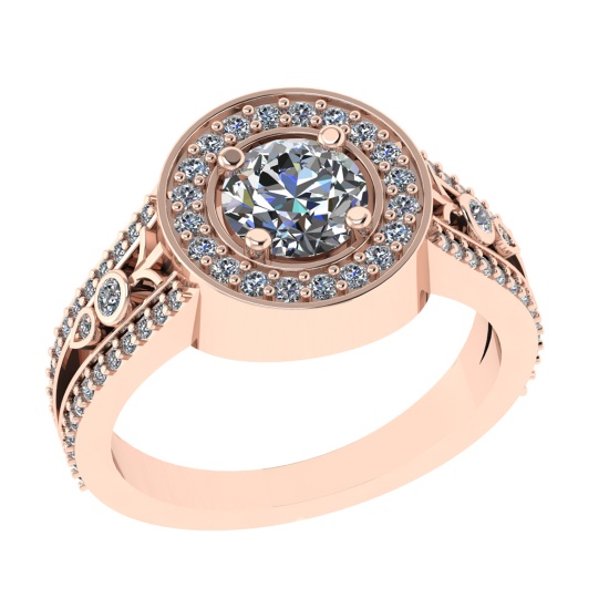 1.36 Ctw VS/SI1 Diamond Prong Set 14k Rose Gold Engagement Ring (ALL DIAMON