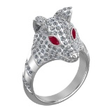 2.31 Ctw VS/SI1 Ruby and Diamond 14k white Gold Animal theme Ring (ALL DIAM