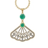 3.33 Ctw VS/SI1 Emerald and Diamond14K Yellow Gold Necklace (ALL DIAMOND AR