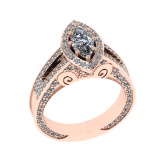 1.83 Ctw VS/SI1 Diamond 14K Rose Gold Engagement Ring (ALL DIAMOND ARE LAB