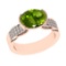 2.98 Ctw VS/SI1 Peridot And Diamond 14K Rose Gold Engagement Ring( ALL DIAM