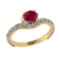 1.67 Ctw VS/SI1 Ruby and Diamond 14k Yellow Gold Engagement Ring (ALL DIAMO