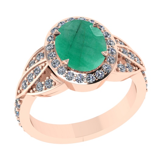 3.26 Ctw VS/SI1 Emerald and Diamond 14k Rose Gold Engagement Ring (ALL DIAM