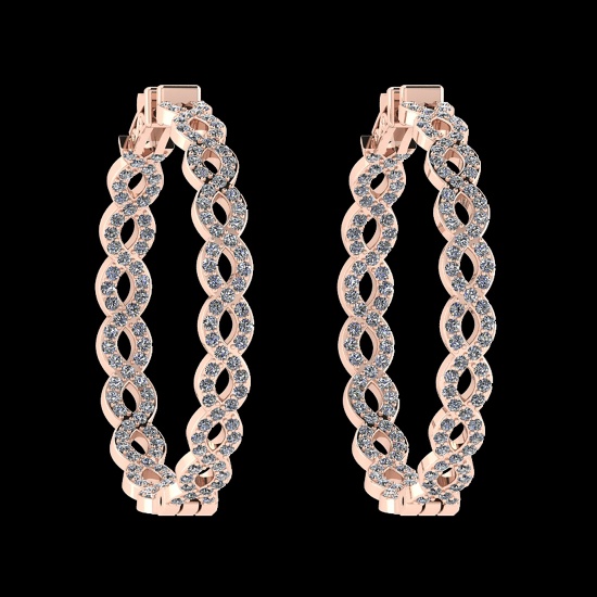 1.88 Ctw VS/SI1 Diamond 14K Rose Gold Hoop Earrings (ALL DIAMOND ARE LAB GR