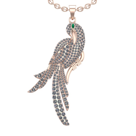 3.65 Ctw SI2/SI1 Diamond 14k Rose Gold Bird theme Pendant (ALL DIAMOND ARE