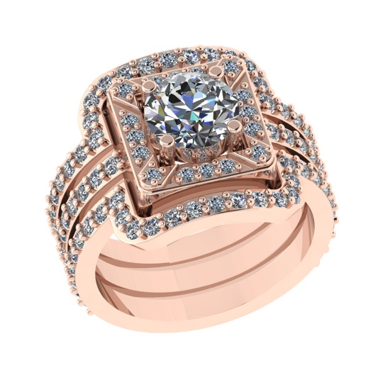 2.61 Ctw SI1/SI2 Diamond 14k Rose Gold Engagement Halo Ring (ALL DIAMOND AR