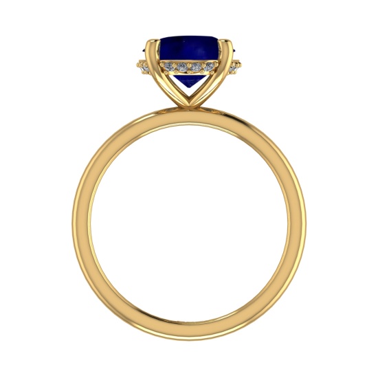 2.59 Ctw VS/SI1 Blue Sapphire and Diamond 14k Yellow Gold Engagement Ring (