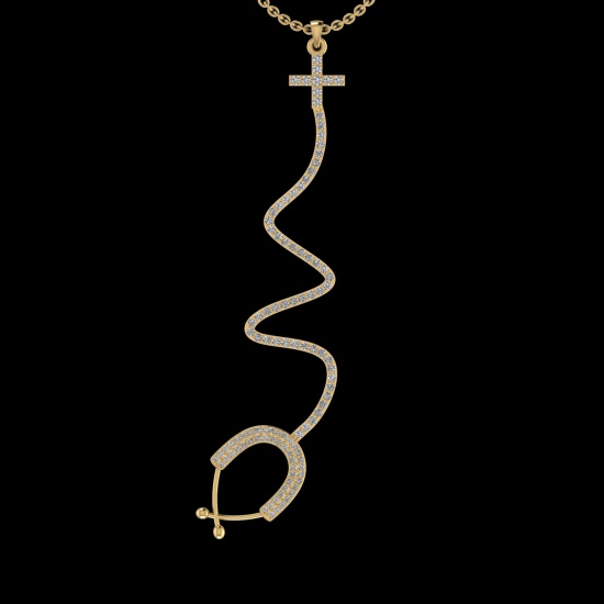 0.87 Ctw VS/SI1 Diamond 10K Yellow Gold Veterinary Doctor theme Pendant (AL