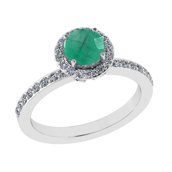 1.59 Ctw VS/SI1 Emerald and Diamond 14k white Gold Engagement Ring