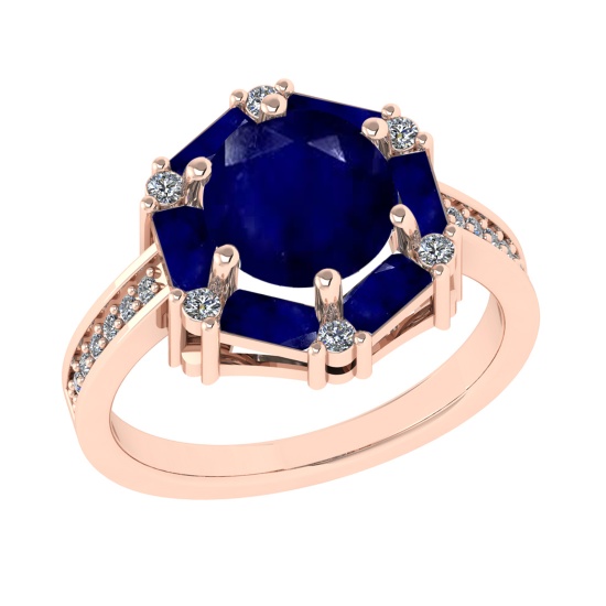 2.77 Ctw VS/SI1 Blue Sapphire and Diamond 14k Rose Gold Engagement Ring (AL