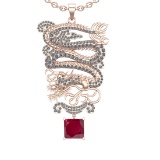 6.40 Ctw VS/SI1 Ruby and Diamond Prong Set 14K Rose Gold Pendant (ALL DIAMO