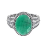 5.60 Ctw VS/SI1 Emerald And Diamond 14k White Gold Engagement Ring (ALL DIA