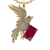 9.27 Ctw VS/SI1 Ruby and Diamond 14K Yellow Gold Pendant (ALL DIAMOND ARE L