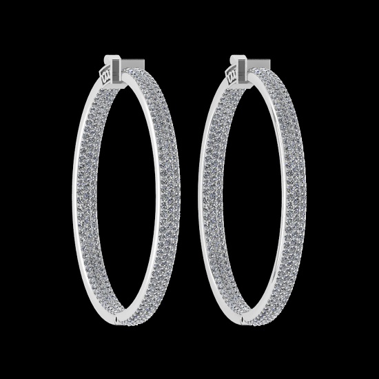 2.40 Ctw VS/SI1 Diamond 14K White Gold Hoop Earrings (ALL DIAMOND ARE LAB G