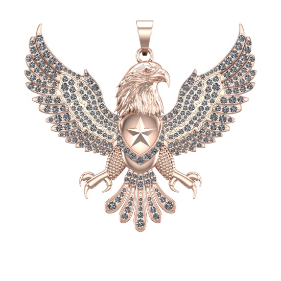 3.73 Ctw VS/SI1 Diamond 14k Rose Gold Eagle theme Pendant (ALL DIAMOND ARE