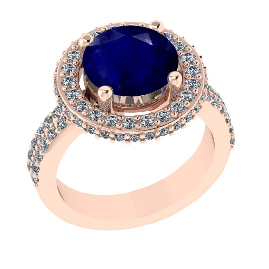 1.07 Ctw VS/SI1 Blue Sapphire and Diamond 14k Rose Gold Engagement Ring (AL