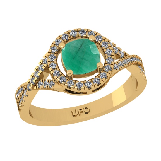 1.65 Ctw VS/SI1 Emerald and Diamond 14k Yellow Gold Engagement Ring (ALL DI