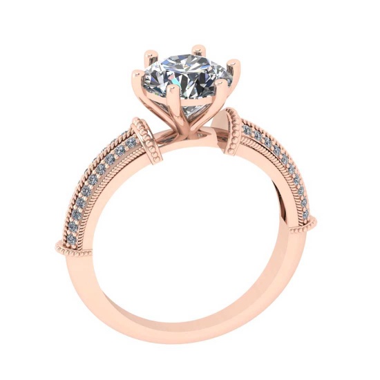 2.20 Ctw SI2/I1 Diamond Style Prong Set 18K Rose Gold Engagement Wedding Ri