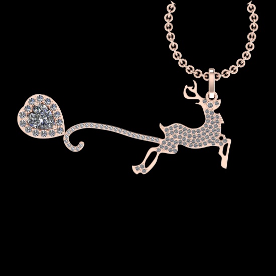 2.94 Ctw VS/SI1 Diamond 10k Rose Gold Christmas Theme Pandant (ALL DIAMOND