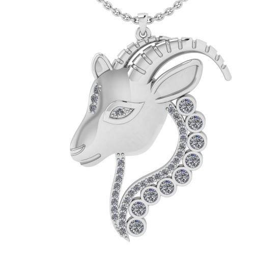 0.48 Ctw SI2/SI1 Diamond 14k white Gold Pendant (ALL DIAMOND ARE LAB GROWN)