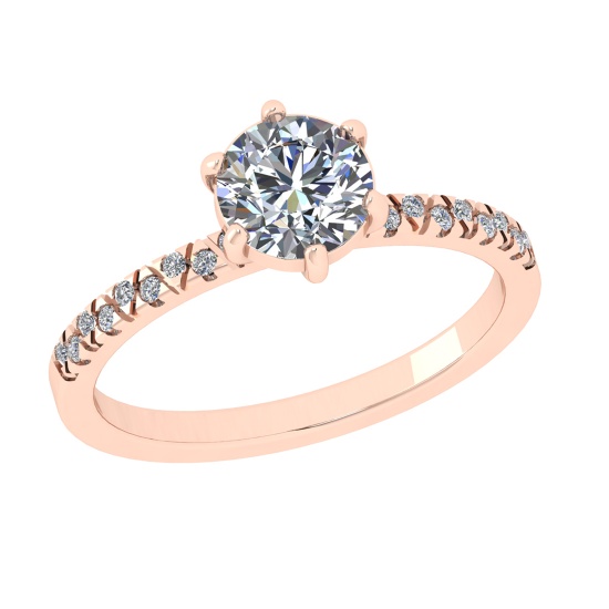 0.93 Ctw VS/SI1 Diamond 14k Rose Gold Engagement Ring (ALL DIAMOND ARE LAB