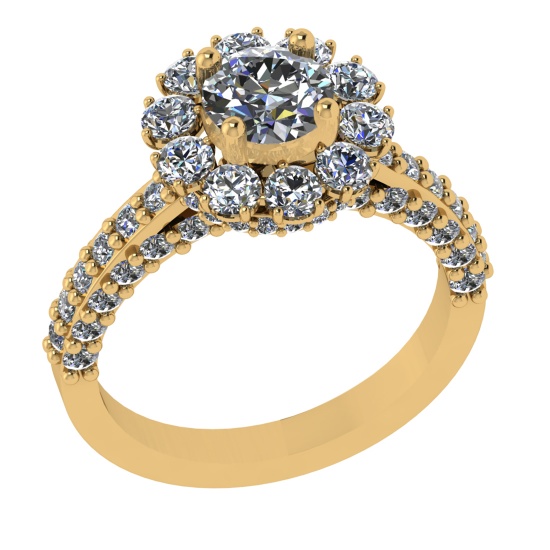 2.87 Ctw VS/SI1 Diamond 14K Yellow Gold Engagement Ring (ALL DIAMOND ARE LA