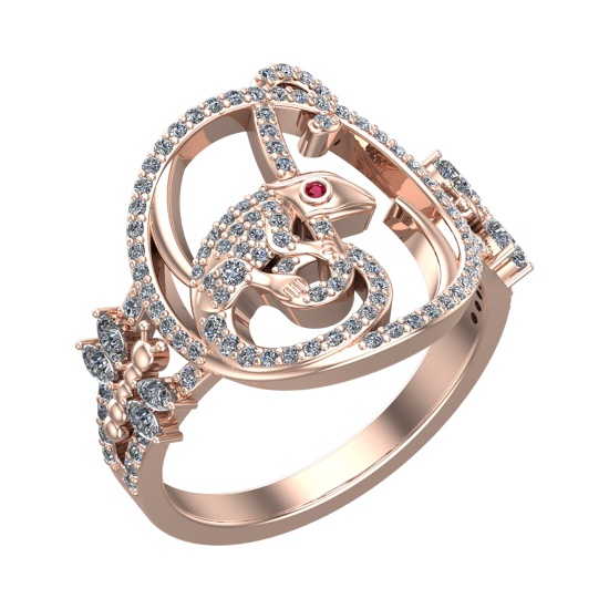 0.81 Ctw VS/SI1 Diamond 14k Rose Gold Creature theme Ring (ALL DIAMOND ARE