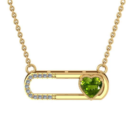 0.56 Ctw VS/SI1 Peridot and Diamond 10K Yellow Gold Pendant (ALL DIAMOND AR