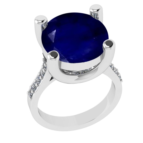 3.25 Ctw VS/SI1 Blue Sapphire And Diamond 14k White Gold Engagement Ring (A