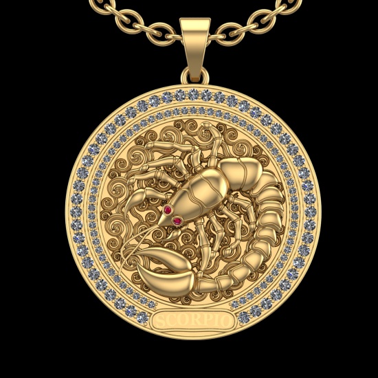 1.95 Ctw VS/SI1 Diamond 10K Yellow Gold Sodiac Sign theme Pendant (ALL DIAM