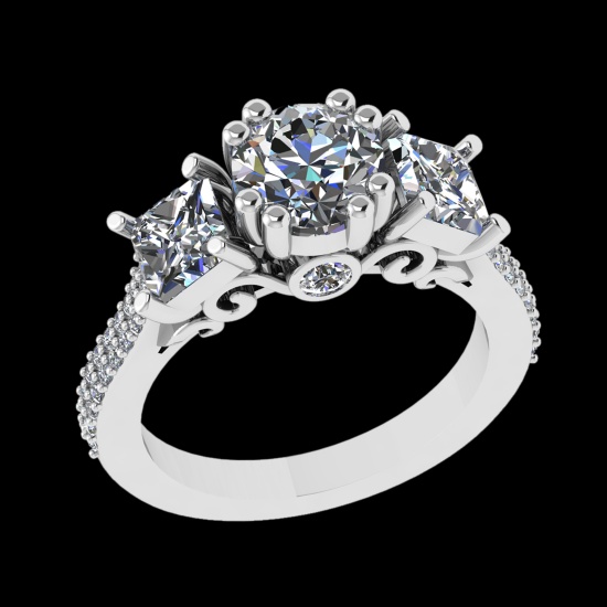 3.10 Ctw VS/SI1 Diamond Prong Set 18K White Gold Necklace (ALL DIAMOND ARE