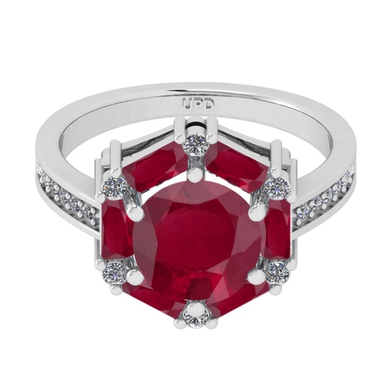 2.78 Ctw VS/SI1 Ruby and Diamond 14k white Gold Engagement Ring(ALL DIAMOND